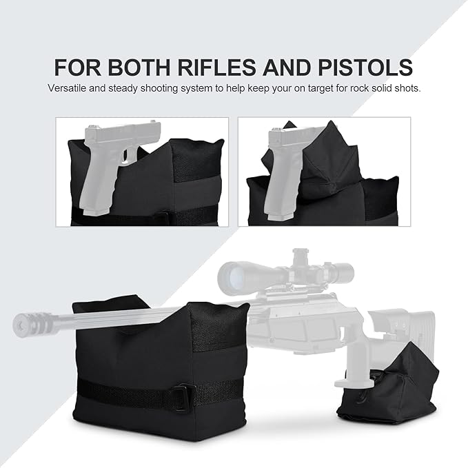 Twod Outdoor Shooting Rest Bags - Target Sports Bench Rest with Front & Rear Support SandBag Stand Holders for Gun Rifle Shooting Hunting Photography - Unfilled