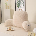 PAJEO Reading Pillow for Sitting in Bed, Large Backrest Reading Pillow with Arm Rest,Back-Rest Support Cushion for Sit Up on Couch, Sofa, and Floor, Dorm Essentials (Cream Corduroy, Standard(17"))
