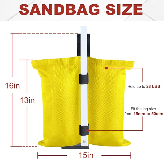 ABCCANOPY Canopy Weights 120 LBS Tent Sand Bags,4pcs-Pack (Yellow)