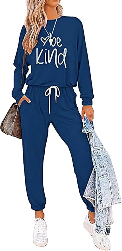 PRETTYGARDEN Women Fall 2 Piece Lounge Outfit Long Sleeve Tops High Waisted Jogger Pants Set Spring Travel Clothes Tracksuit
