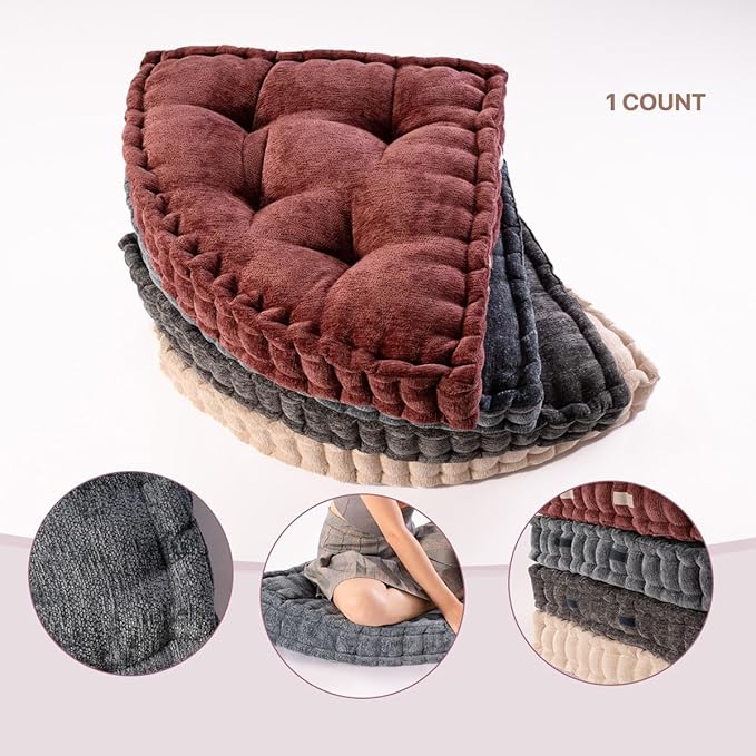 Fan-Shaped Floor Cushion Corner Nook Floor Pillow, Meditation Cushion for Sitting or Yoga, Kids Play Cushions Thick for Indoor or Outdoor Seating 20"*20" Red