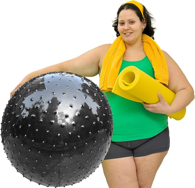 penepico Large Sensory Massage Ball for Kids, 33.5" 85CM Bouncy Exercise Ball, Big Inflatable Toys with Tactile Spikes, Outdoor Giant Yoga Balls, Large Beach Ball (1 Black)