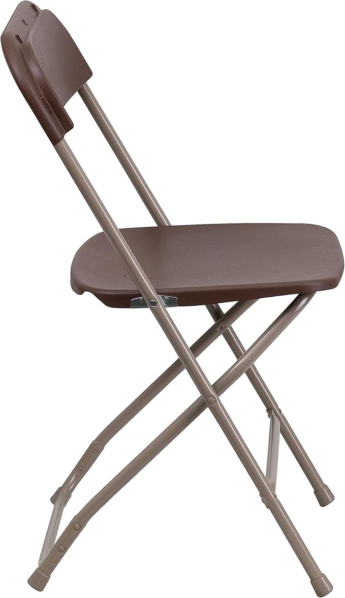 Flash Furniture Hercules Series Plastic Folding Chair - - Brown - 650LB Weight Capacity Comfortable Event Chair - Lightweight Folding Chair -