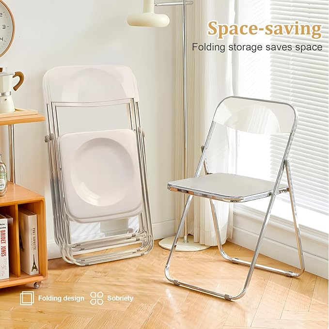 Folding Chair 12 Pack Acrylic Foldable Portable Plastic Chair,Easy to Use and Store Comfortable Portable Party Chairs for Home,Office,Party,Comfy