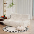 N&V Fireside Loveseat, Mid Century Armless Twin Size Floor Sofa, Soft Premium Corduroy Floor Lounge Chair, Foam Sofa Accent Chair for Living Room Bedroom and Office, Ivory