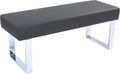 Armen Living Amanda Bench in Grey Faux Leather and Chrome Finish 48 x 19 x 18