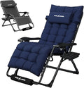 Amopatio Oversized Zero Gravity Chair with Removable Cushion & Tray, XL Patio Folding Reclining Lounge Chair with Footrest & Headrest for Indoor and Outdoor, Support 500lbs