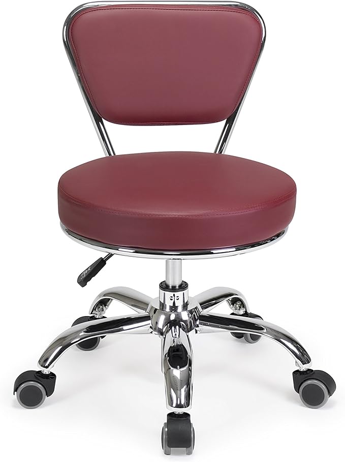 MAYAKOBA Dayton Garage Rolling Seat (Red) Pneumatic, Short Stool with Adjustable Height 13"-15", Perfect for Garage Task, Home Cleaning, Bathroom Short Seat, Technician Task