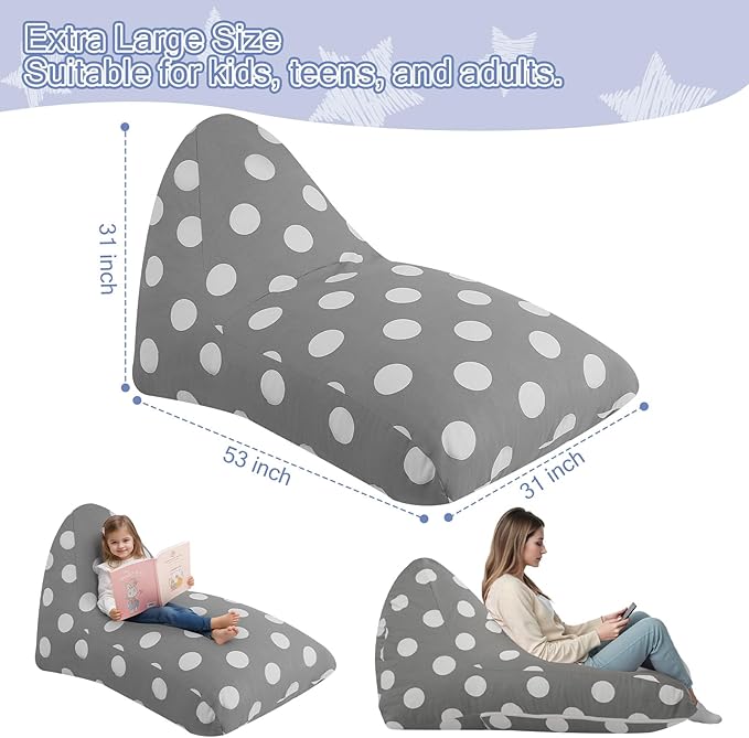 COMAX Bean Bag Chairs for Kids 8-12, Large Kid Beanbag Chair Stuffed with Filler, Big Toddler Lounge Chair, Children Lazy Floor Lounger for Girls Boys, Premium Cotton Canvas