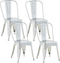 Metal Dining Chairs Set of 4,Stackable Tolix Chair Indoor/Outdoor for Kitchen,Cafe,Restaurant,Bistro & Patio Multiple Colors(Silver)
