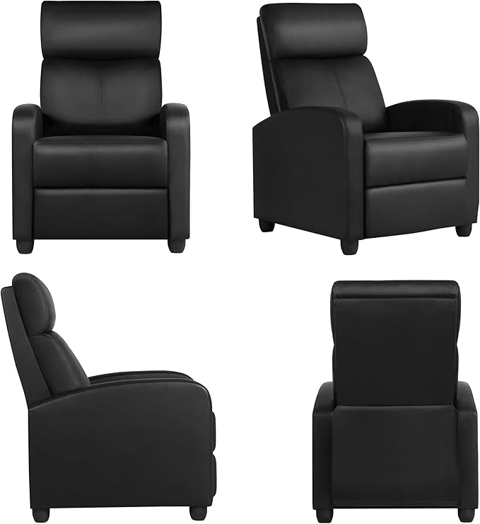 Yaheetech Recliner Chair PU Leather Recliner Sofa Home Theater Seating with Lumbar Support Overstuffed High-Density Sponge Push Back Recliners Armchair for Living Room