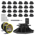 24 Pack Adjustable Deck Support Pedestal, Deck Foundation Base Support for Floating Deck Platform, Deck Floor Height Adjustment from 1-3/16" to 2-3/8", Matching Screws,Screwdriver & Joist Tape