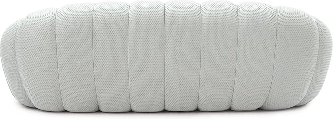 JACH 3 Seater Bubble Sofa, Modern Honeycomb Mesh Fabric, Memory Foam Cushioned, 98.43''L x 42.52''W x 30.71''H, Light Grey