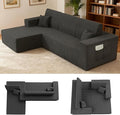 Komusou 110" Boneless Couch, Cloud Modular Sectional Sofa with L-Shape Chaise, Modern Upholstered Couches for Living Room Bedroom No Assembly Required (Grey, Left Facing Chaise)