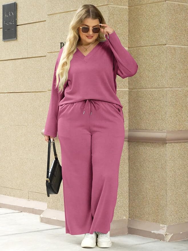 VUTRU Womens 2 Piece Lounge Sets Casual Fall Travel Vacation Outfits Tracksuit Wide Leg Loungewear 2025