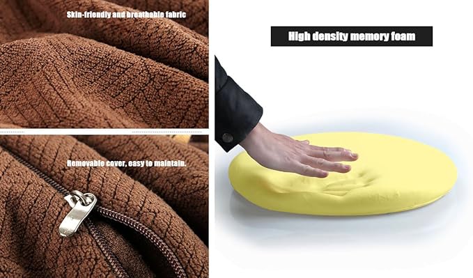 Sigmat Memory Foam Seat Cushion Anti-Slip Soft Round Stool Cushion Chair Pad 20 Inch Camel