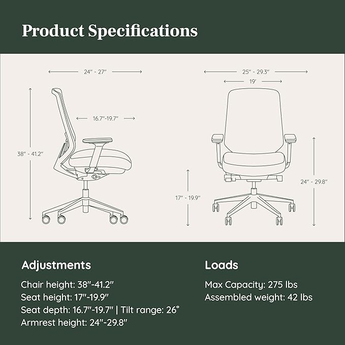 Branch Ergonomic Chair Pro - Mesh Office Chair with 14 Points of Adjustment - Height, Depth & Tilt Adjustable - 5D Armrests - Forward Tilt, Smooth Recline, and Lumbar Support - Ivory Boucle