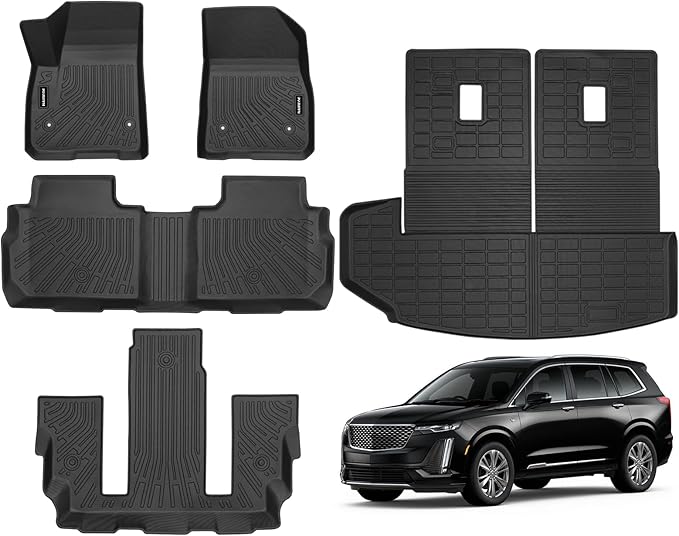 Naibeve Floor Mats for Cadillac XT6 2020-2026 6 Seats Bucket Seats-All Weather for Cadillac XT6 Floor Mats Liners & Cargo Liner & Backrest Mats Waterproof Interior Accessories