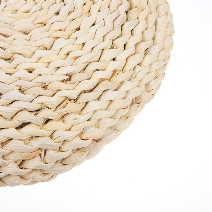 Yardenfun Round Straw Weave Cushion with Space Cotton Filling Comfortable Handmade Seat Pad for Meditation Yoga Tatami Windowsill Sitting Mat