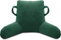 ABROLOY Reading Pillow for Sitting in Bed Adult, Bed Reading Pillow with Shredded Memory Foam, Back Pillow for Sitting with Arms and Pockets, Green
