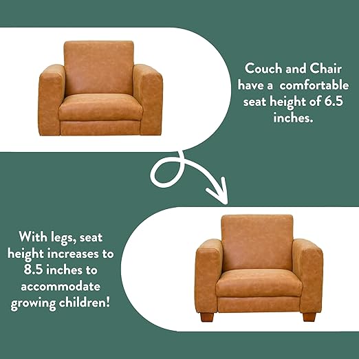Children's Factory As We Grow Modern Chair, Flexible Seating for Classroom Elementary, Adjustible Playroom Furniture, Faux Distressed Leather Brown