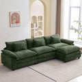 Oprisen 120" Modular Sectional Sofa, Comfy Cloud Couch Sectional Sofa with Ottoman, Chenille Sofa Sleeper Deep Seat Sofa with Throw Pillows for Living Room (Green, 120"- L Shape)