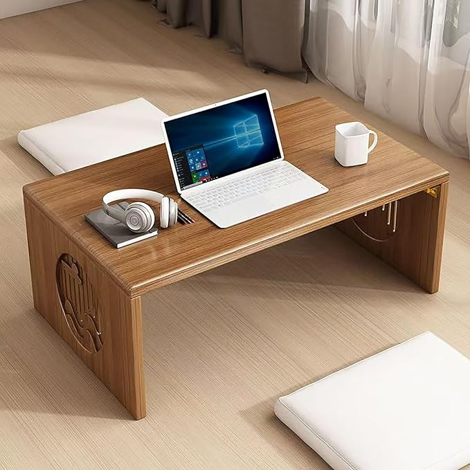 Folding Coffee Table Japanese Floor Table Solid Wood 2026 Newly Upgraded, Portable No Assembly Japanese Meditation Table, Bamboo Japanese Small Coffee Table for Sitting on The Floor, Easy Storage