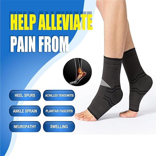 ABIRAM Ankle Brace for Women & Men, Compression Sleeve with Wrap, Foot Support Sleeve, Ankle Support for Sprained Ankle, Plantar Fasciitis Relief Socks, Achilles Tendonitis, Sports, M