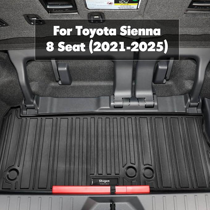 Compatible for 2021-2025 Toyota Sienna Floor mats & Cargo Liner All Weather car mats for 2025 2024 2023 2022 2021 Toyota Sienna Accessories (Only Fit 8 Passenger Model with Spare tire)
