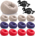 Realspring 12 Pcs Inflatable Bean Bag Chairs for Adults with Electric Air Pump, Blow up Couch Folding Portable Inflatable Couch Lazy Sofa for Outdoor Movie Nights Camping Room (Blue,Red,Coffee)