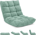 MAT EXPERT 14-Position Floor Chair, Floor Gaming Chair w/Soft Coral Fleece, Alloy Steel Frame, Padded Lazy Couch Recliner, Floor Chair with Back Support for Reading, Meditating (Green)