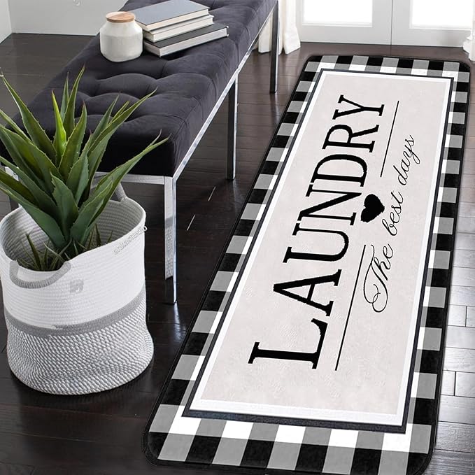 Farmhouse Laundry Room Rug Runner 20"X59" Kitchen Mat Washable Entryway Rugs Soft Non Slip Laundry Carpets Comfort Standing Desk Mats,Carpet for Sink,Office,Laundry Room Decor Accessories