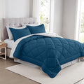 Modern Threads 7-Piece Reversible Comforter Set - Bedding Ensemble with Comforter, Sheets, Pillowcases, and Shams, Navy Cal King