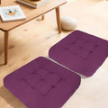 Meditation Floor Pillow Set of 2, Square Large Pillows Seating for Adults, Tufted Corduroy Cushion for Tatami Living Room, 22x22 Inch FP-Purple