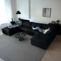 WJShome Cloud Couch Modular Sectional Sofa,157" Oversized U Shaped Couch with Ottoman,6 Seater Convertible Sofa,Comfy Plush Couches for Living Room,Covers Washable&Replaceable (Black)