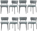 Stabrech Grey Boucle Dining Chairs Set of 8, Upholstered Dinner Chair with Metal Frame, Dining Room Chairs with Padded Seat, Round Modern Seating for Living Room