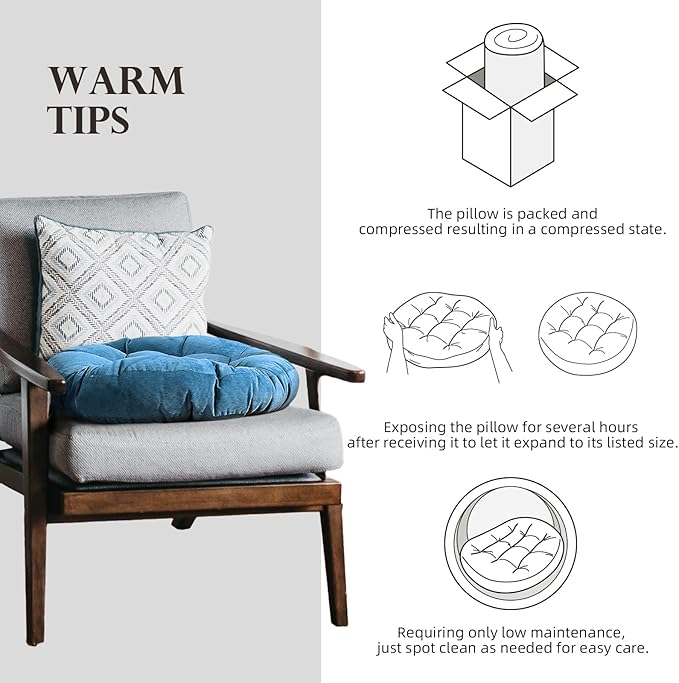 Gfobip Meditation Floor Pillow Set of 2 Large Round Floor Cushions for Adults Tufted Corduroy Floor Seat Pillows Cushion for Living Room Tatami Yoga,Sky Blue 22" L x 22" W x 5" H