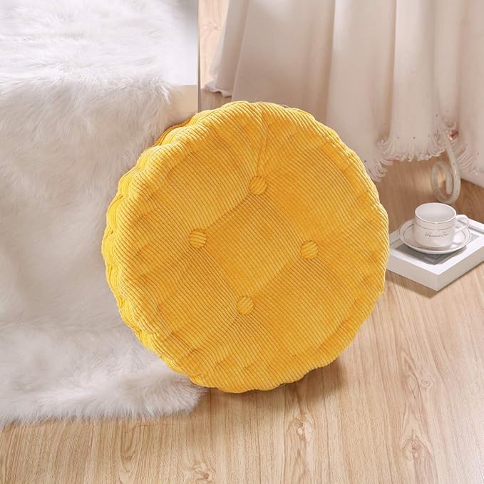 Round Soft Chair Cushions Home Floor Pillow Indoor Corduroy Chair Pads Office Seat Cushion, 19" D.