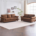 Couchus Living Room Furniture Sets,Sofa Sets and Couch Sets for Living Room,Mid-Century Vintage Sofa Couches with Rivet Design (Caramel, Loveseat+3 Seater)