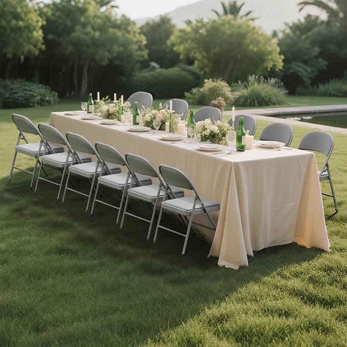 4 Pack Gray Folding Chairs with Padded Cushion for Outside, Portable Stackable Commercial Metal Foldable Chairs with Steel Frame for Home Events Office Wedding Party, 350lbs Capacity