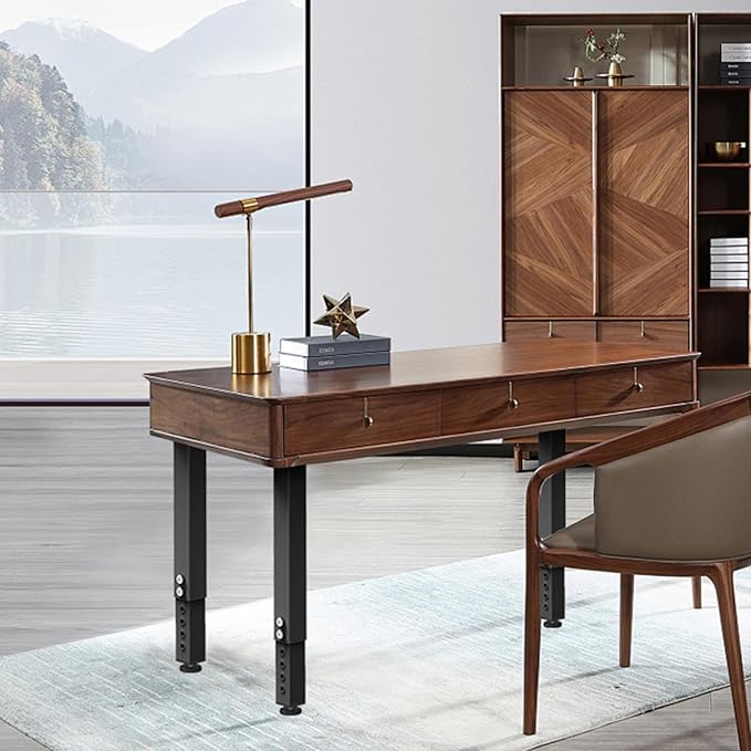 POROHOM 4PCS Adjustable Square Table Leg (24-40inch)，Metal Desk Legs, Home Office DIY Furniture Leg Set for Tables, DIY desks, Counter Tops, Kitchen Tables,Office Desk (Black)