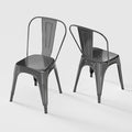 Metal Dining Chairs Set of 2,Stackable Tolix Chair Indoor/Outdoor for Kitchen,Cafe,Restaurant,Bistro & Patio Multiple Colors(Grey)
