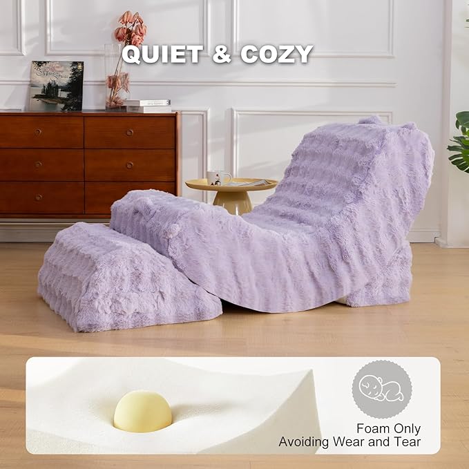 Gaint Bean Bag Chairs for Adults, Beanbag Lounge Filled with Memory Foam, Adjustable Angle, Velvet Fabric, with Detachable Footrest for Bedroom, Living Room and Nursery(Taro)