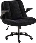 Criss Cross Chair with Arms, Plus Size Cross Legged Desk Chair with Flexible Back Cushion, Adjustable Arm Rest, Extra Wide Seat, 350lbs Fabric Home Office Chair with Castors and Bell Glides, Black
