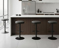 EALSON Modern Swivel Bar Stools Set of 4 Adjustable Counter Height Backless Barstools with Metal Base Leather Upholstered Round Bar Stool Chairs for Kitchen Island/Pub/Breakfast Bar, Grey