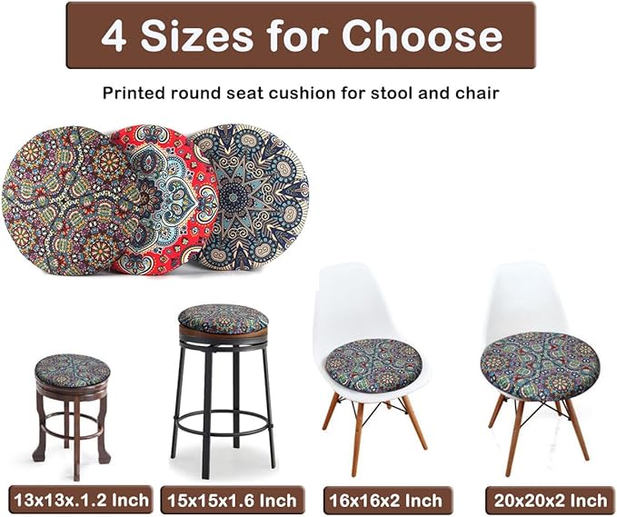 Sigmat Memory Foam Seat Cushion Anti-Slip Soft Round Chair Pad 18 Inch Graphic