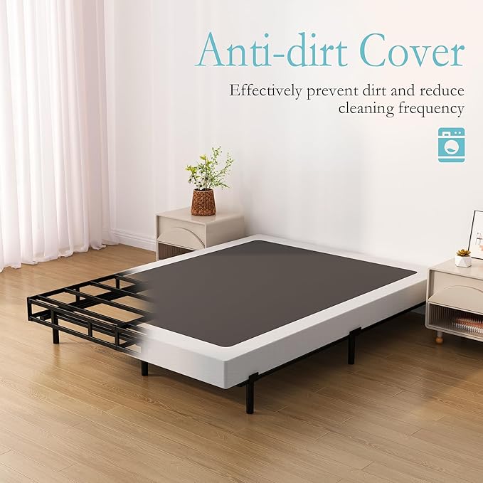 Upcanso 7 Inch Full XL Box Spring, Metal Boxspring Full XL Size with Fabric Cover, Heavy Duty Mattress Foundation, Noise-Free, Easy Assembly