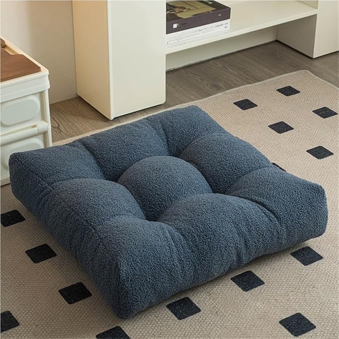 Stylish Ottoman Pouf, Cushioned Foot Stool, Comfortable Floor Seat Cushion, Meditation Cushion, Sofa Cushion for Living Room and Bedroom(Blue,21.7 * 21.7 * 4.7in)