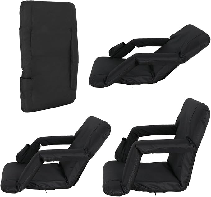 Smartxchoices 20.5"/24.5" Wide Stadium Seat Chair Bleacher Seats Padded with Back Support, Cushion, Arms, Pockets, Anchor Straps, Portable Folding Seat with Shoulder Straps