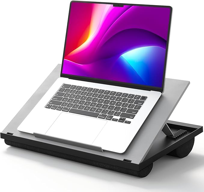 HUANUO Adjustable Lap Desk - with 8 Adjustable Angles & Dual Cushions Laptop Stand for Car Laptop Desk, Work Table, Lap Writing Board & Drawing Desk on Sofa or Bed, HNLD2G